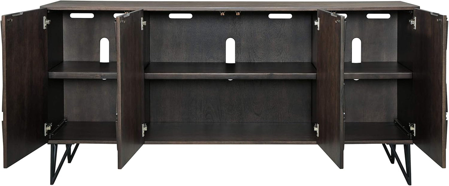 70" TV Stand Urban Geometric Design, 4 Doors-2