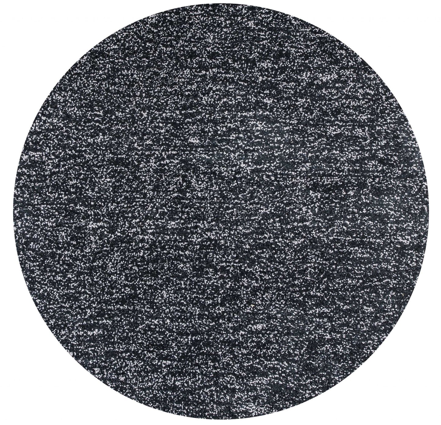 8' Black Heather Round Indoor Shag Rug-0