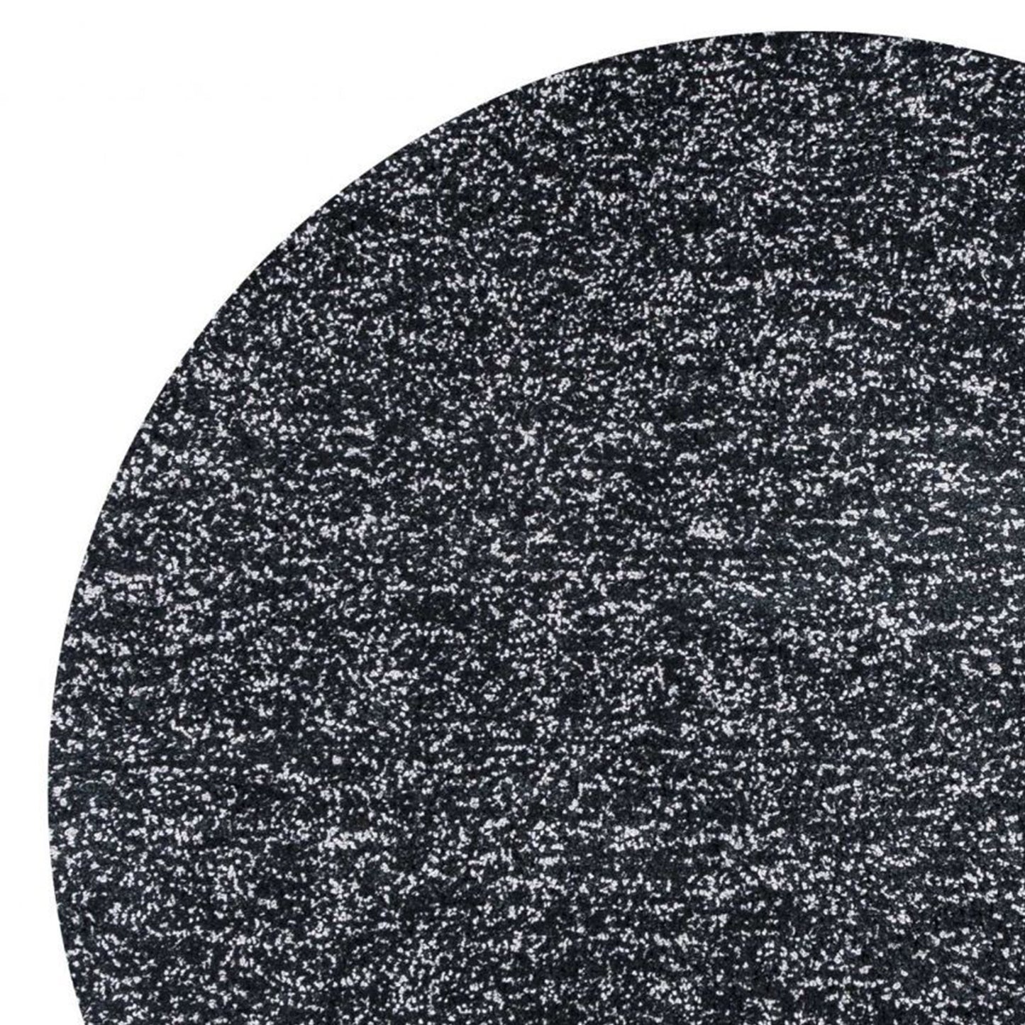 8' Black Heather Round Indoor Shag Rug-1