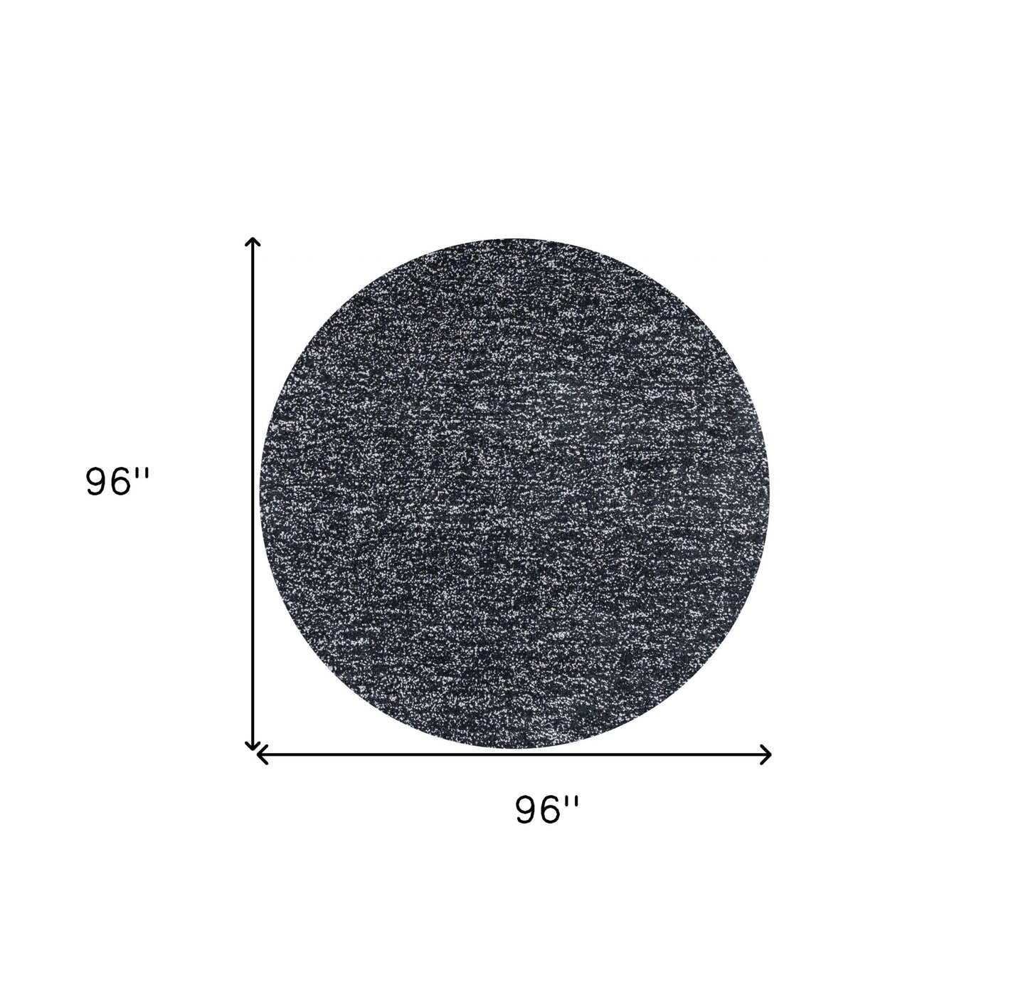 8' Black Heather Round Indoor Shag Rug-3