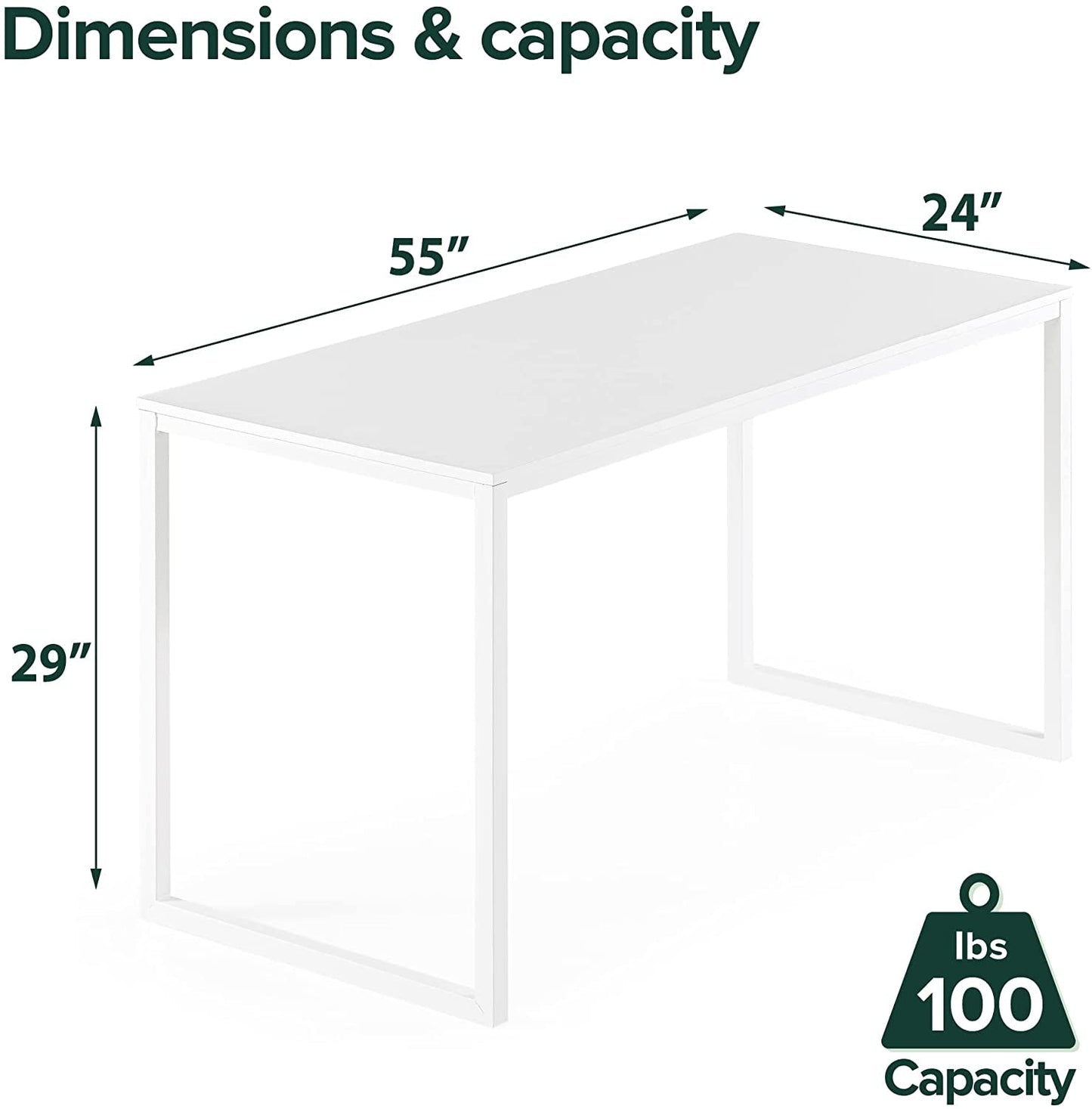 55″ White Desk with Easy Assembly-1