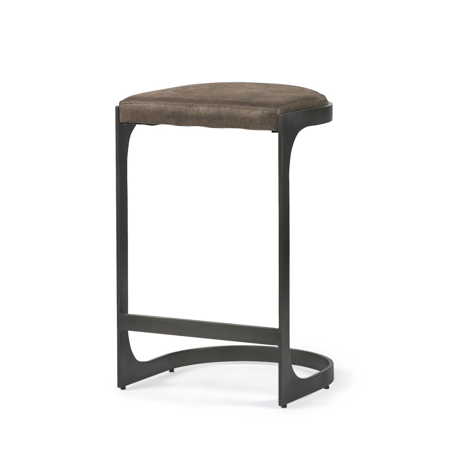 29" Black Leather and Metal Backless Counter Height Bar Chair-1