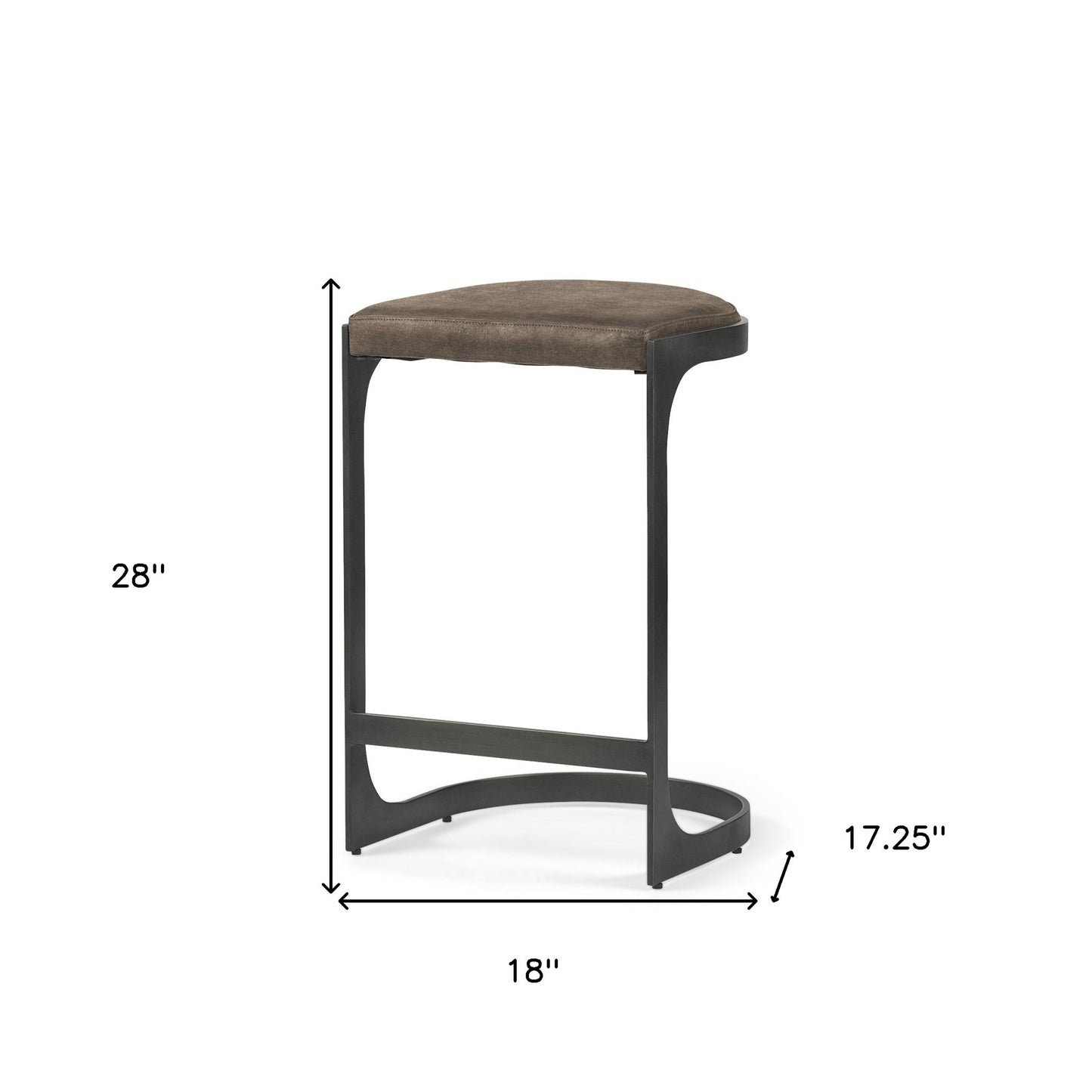 29" Black Leather and Metal Backless Counter Height Bar Chair-4