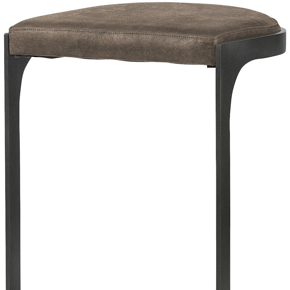 29" Black Leather and Metal Backless Counter Height Bar Chair-3