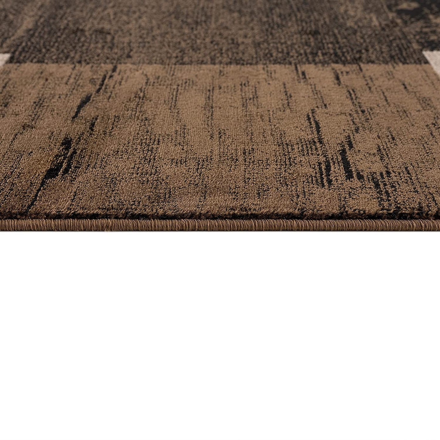 13' Brown And Black Geometric Shag Runner Rug-5