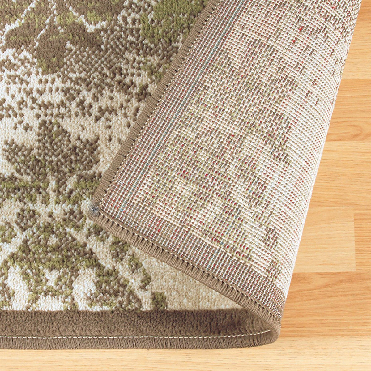 5' X 8' Brown Damask Power Loom Distressed Stain Resistant Area Rug-5