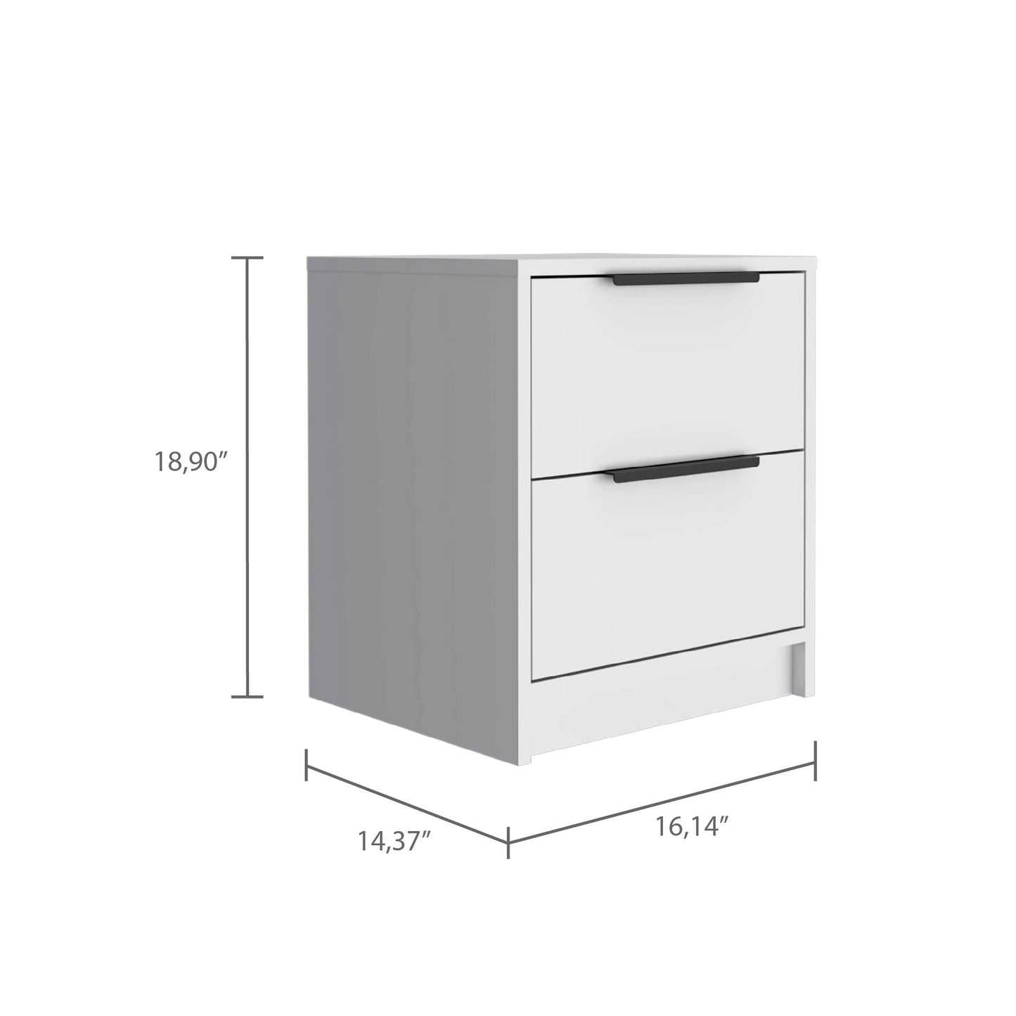 19" White Wood Two Drawer Nightstand-8