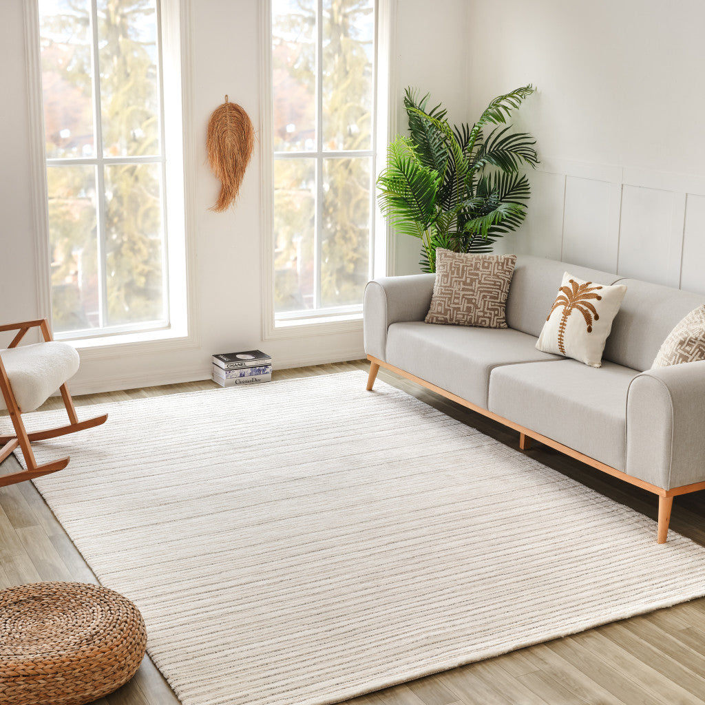 8' X 11' Cream and Beige Abstract Non Skid Area Rug-2