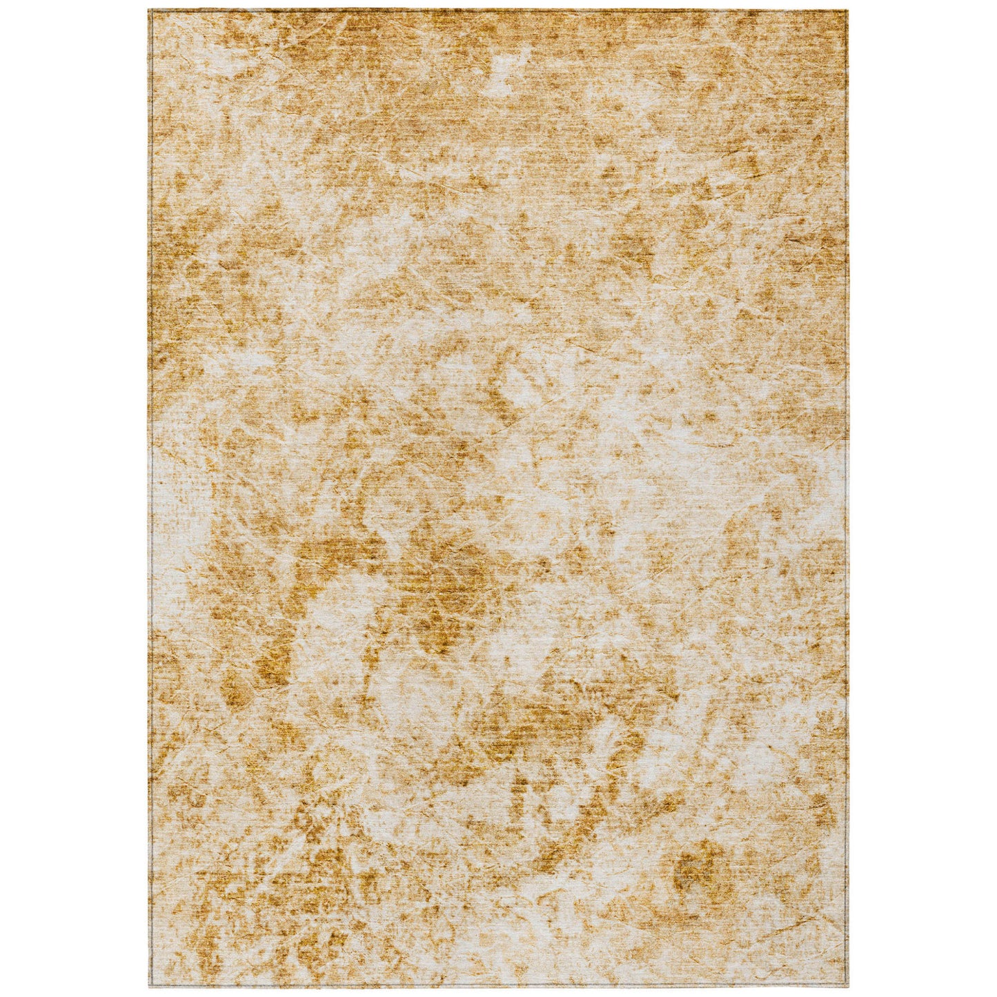 5' X 8' Cream and Gold Abstract Washable Non Skid Indoor Outdoor Area Rug-1
