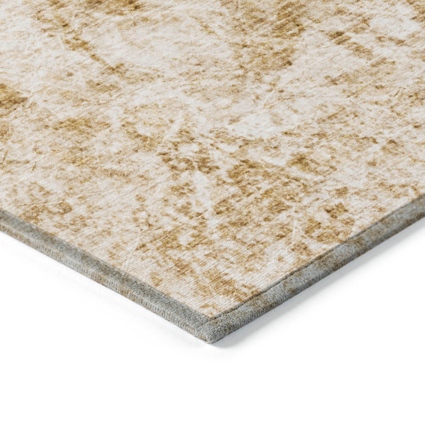 5' X 8' Cream and Gold Abstract Washable Non Skid Indoor Outdoor Area Rug-6