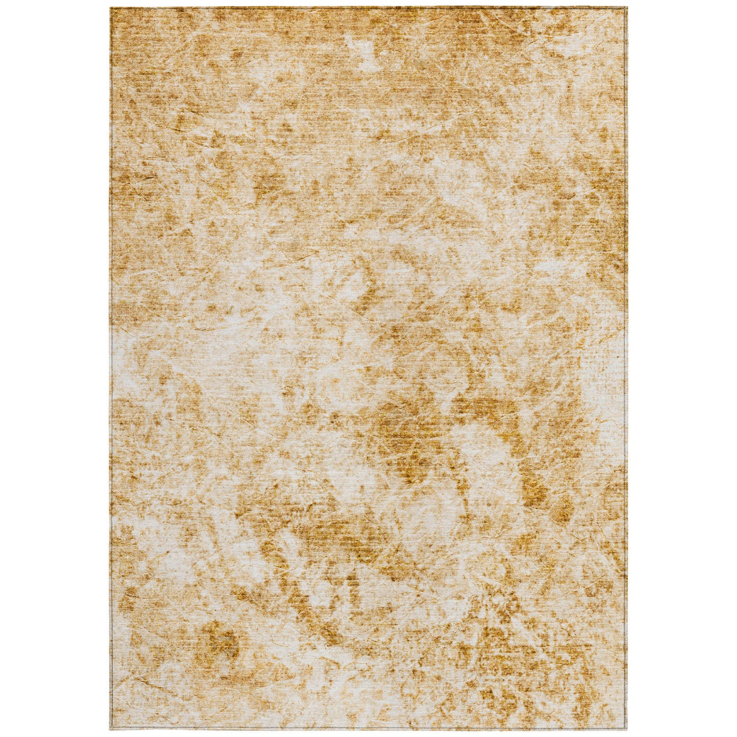 5' X 8' Cream and Gold Abstract Washable Non Skid Indoor Outdoor Area Rug-3