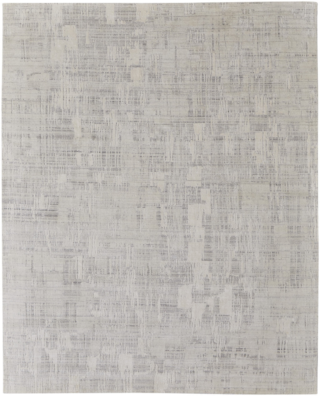 4' X 6' Ivory and Gray Abstract Hand Woven Worn Faded Area Rug-2