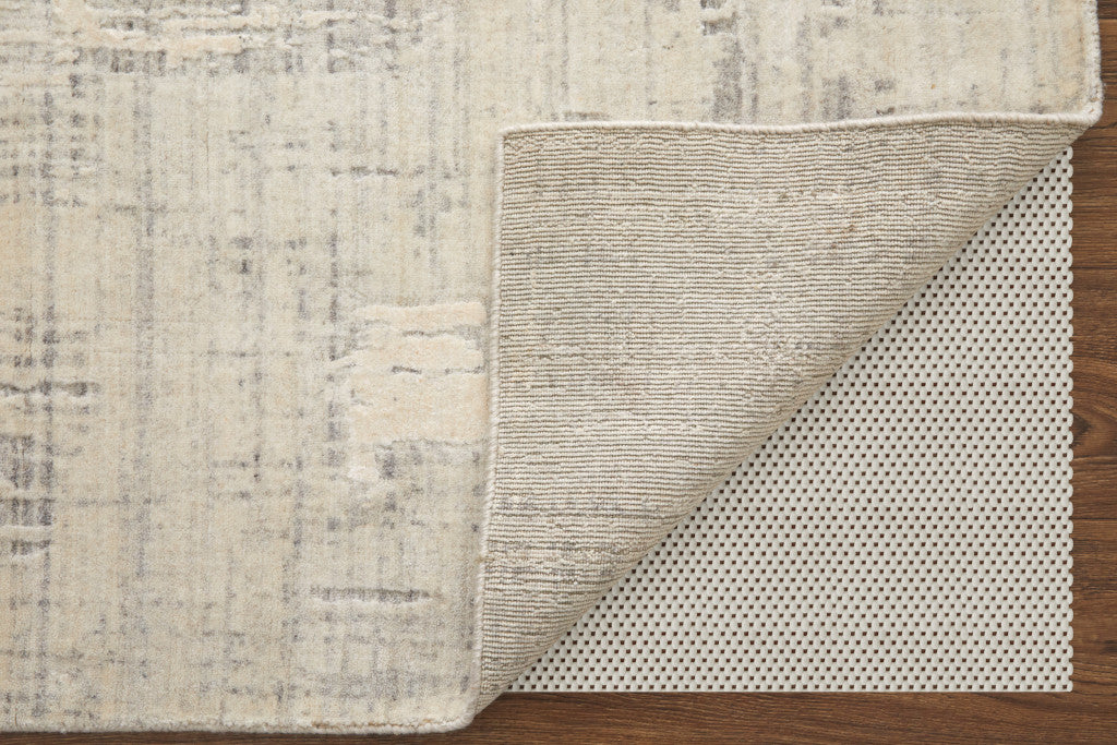 4' X 6' Ivory and Gray Abstract Hand Woven Worn Faded Area Rug-4