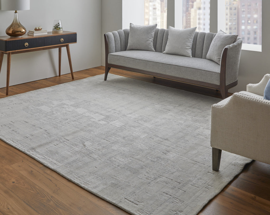 4' X 6' Ivory and Gray Abstract Hand Woven Worn Faded Area Rug-7