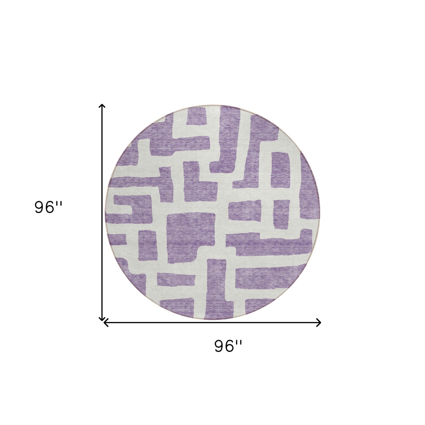 8' Purple And Ivory Round Abstract Washable Indoor Outdoor Area Rug-2