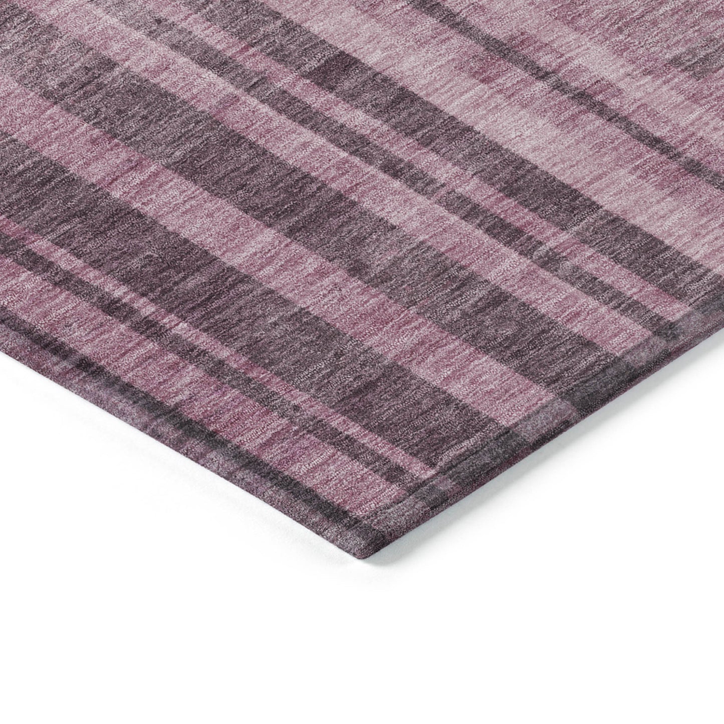8' Blush And Brown Round Striped Washable Indoor Outdoor Area Rug-3
