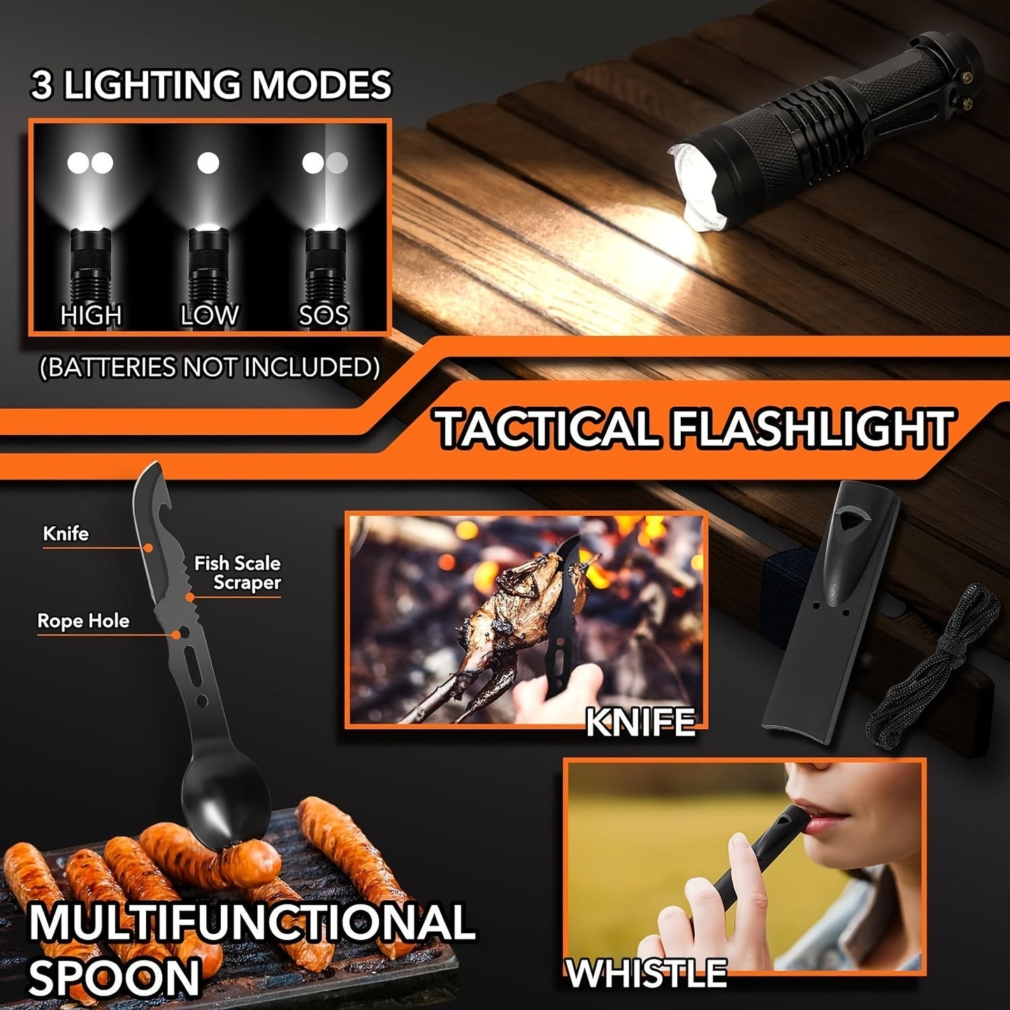 14-in-1 Camping Survival Kit with Magnesium Rod-2