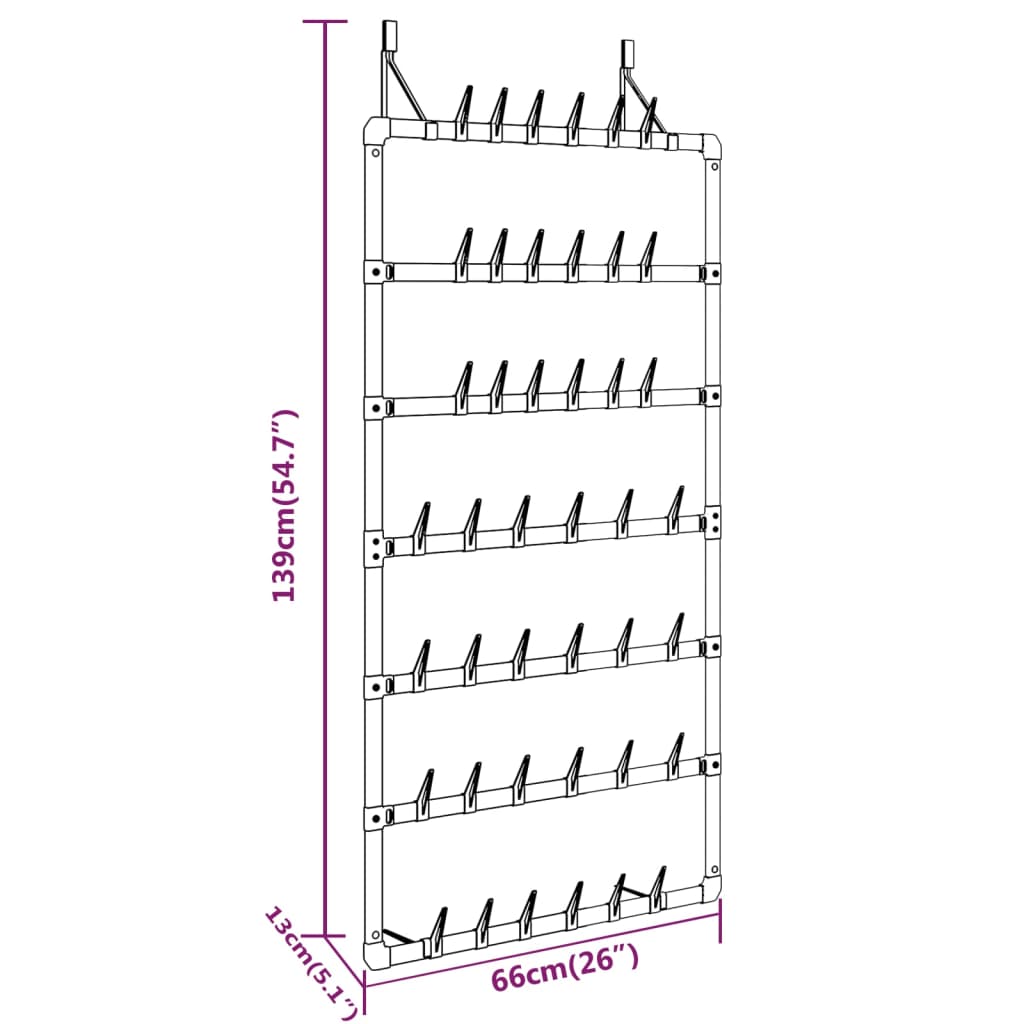 vidaXL Hanging Shoe Rack Silver 26"x5.1"x54.7"-4