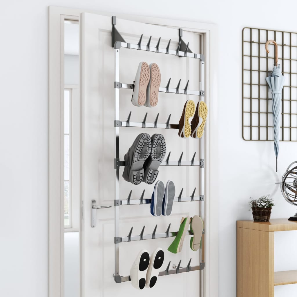 vidaXL Hanging Shoe Rack Silver 26"x5.1"x54.7"-0