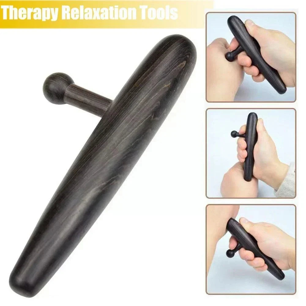2pcs Deep Tissue Massage Tool Sandalwood Trigger Point Massager Black-2