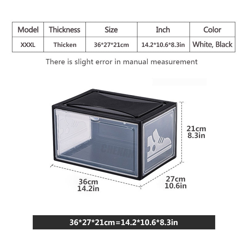 2pcs Transparent Sneaker Shoe Box Dust-proof Storage Box Stackable Shoe Cabinet High-top Dustproof AJ Shoes Organizers Shoe Rack-4