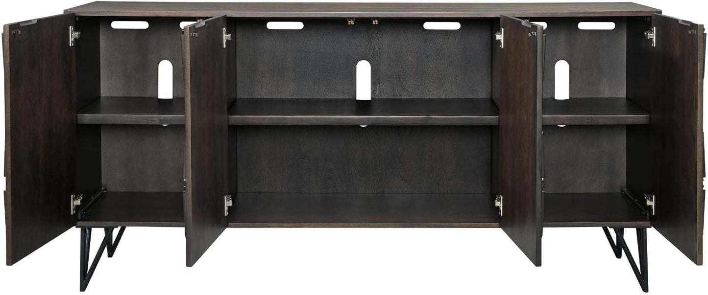 70" TV Stand Urban Geometric Design, 4 Doors-4