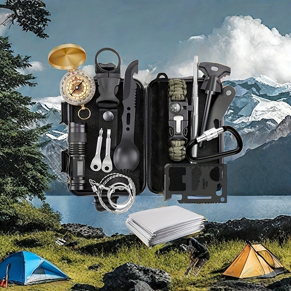 14-in-1 Camping Survival Kit with Magnesium Rod-1