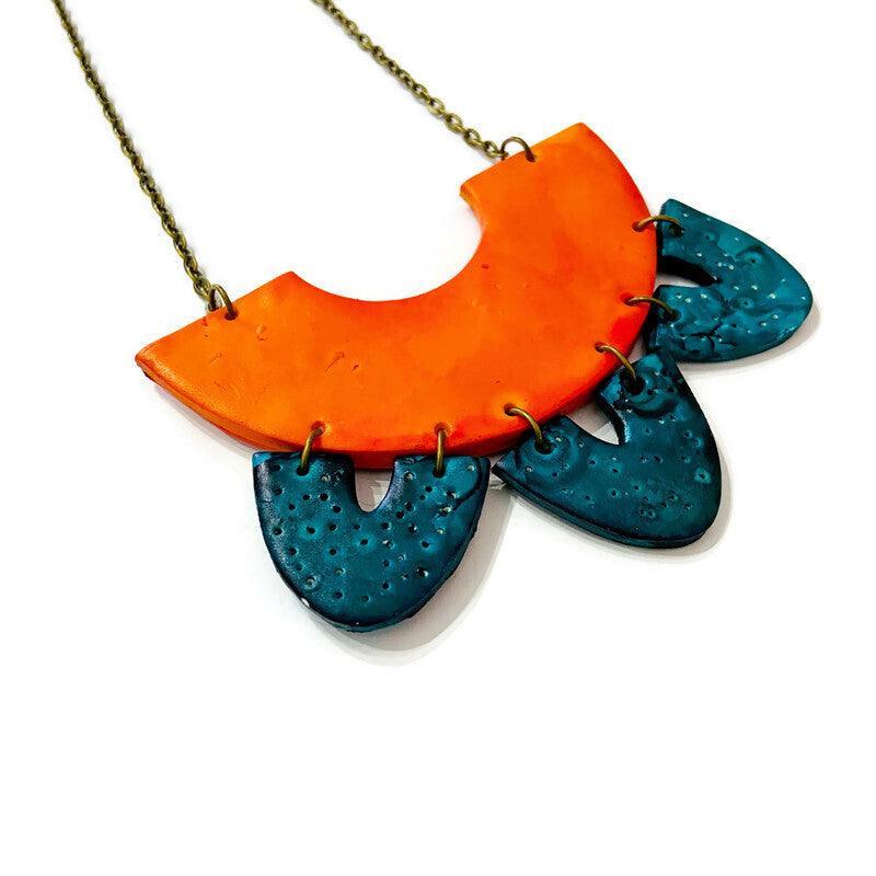 Unique Jewelry Set with Bib Necklace and Statement Earrings-1