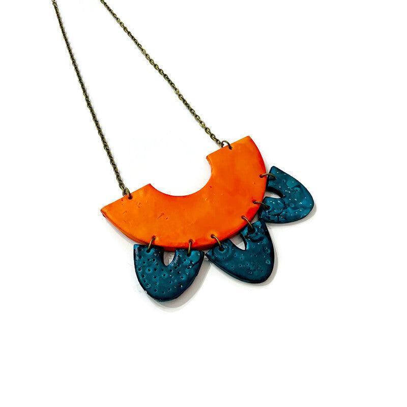 Unique Jewelry Set with Bib Necklace and Statement Earrings-2