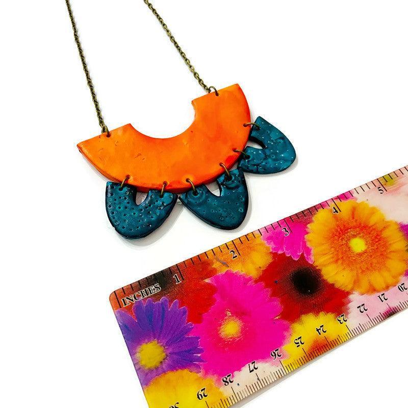 Unique Jewelry Set with Bib Necklace and Statement Earrings-3