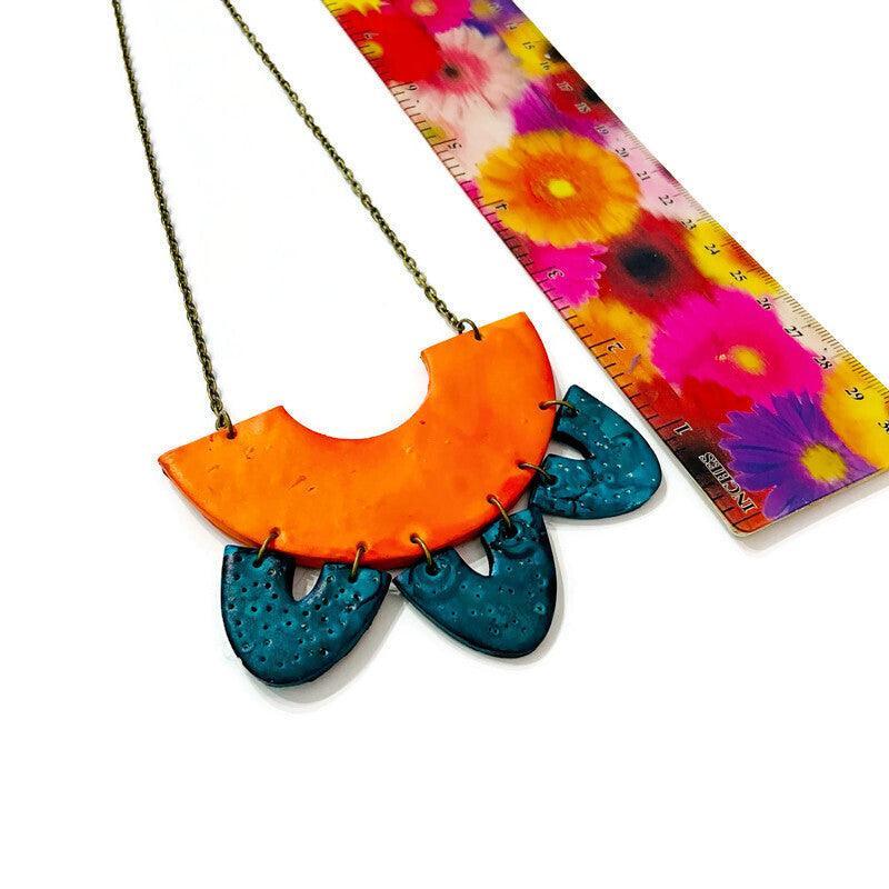 Unique Jewelry Set with Bib Necklace and Statement Earrings-4