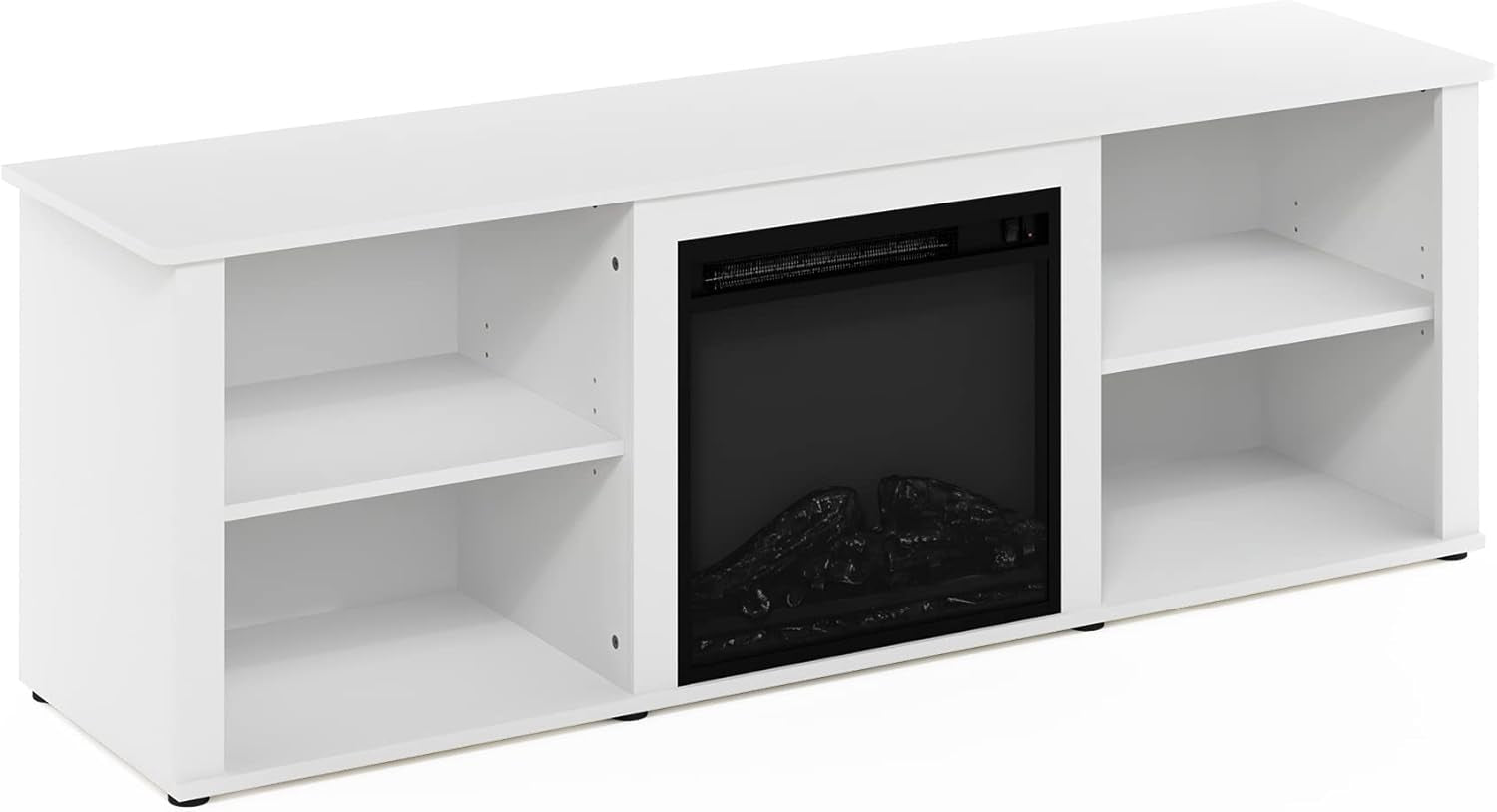 Classic 70 Inch TV Stand with Fireplace, Solid White-4