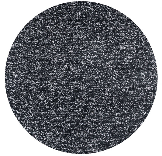 8' Black Heather Round Indoor Shag Rug-0