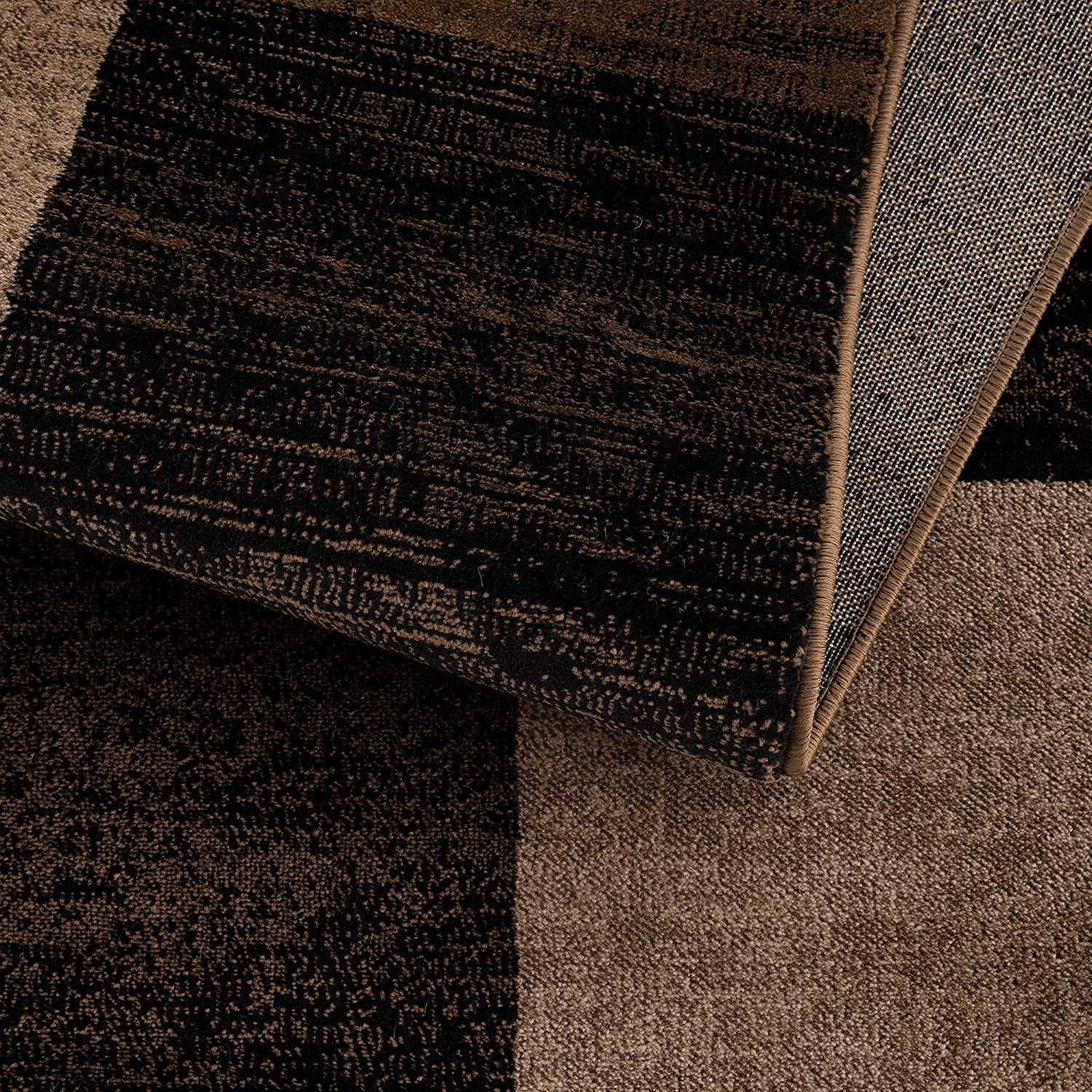 13' Brown And Black Geometric Shag Runner Rug-7