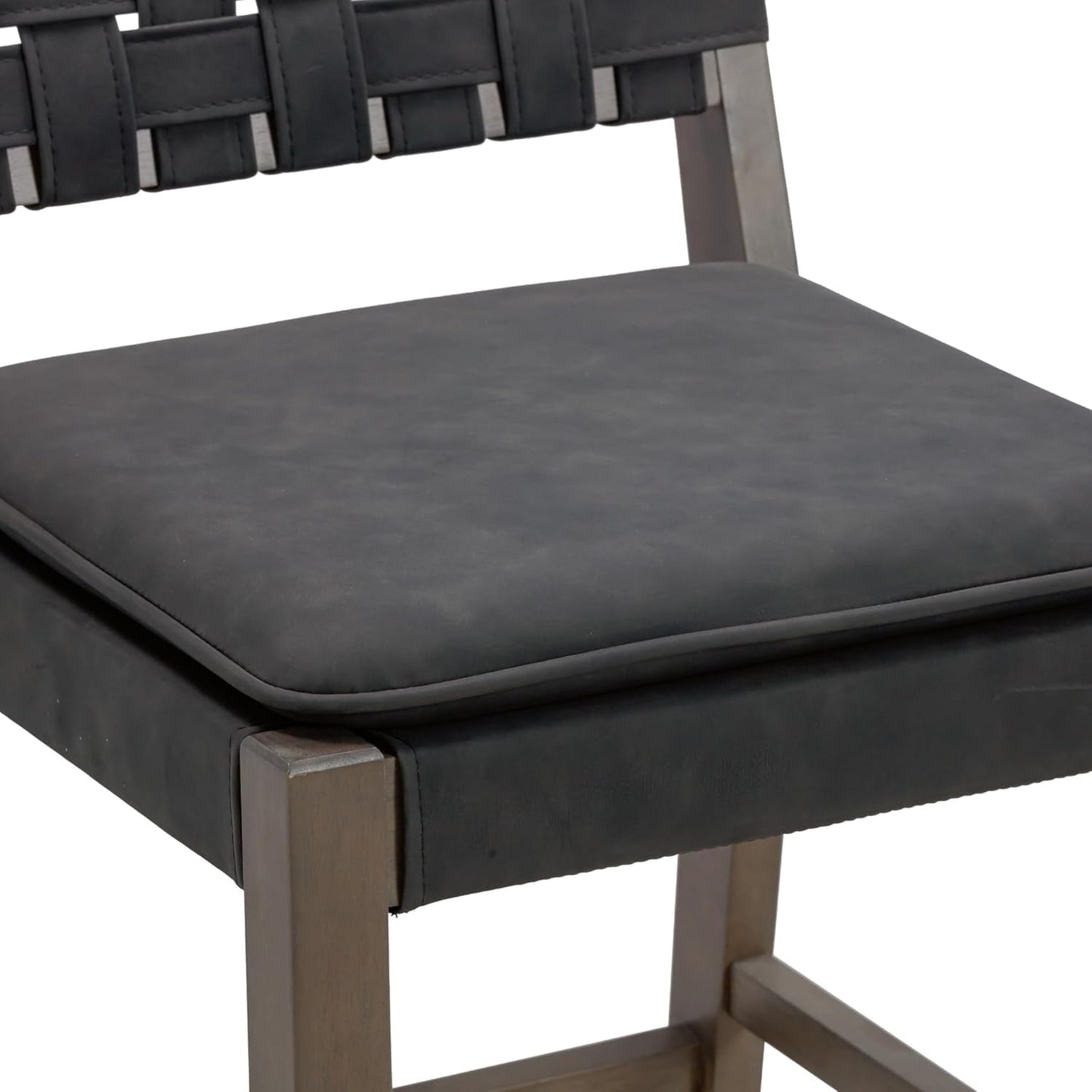Cohen Mid-Century Modern 29 In. Wood Bar Stool, Upholstered Faux Leather Bar Height Stool with Solid Wood Frame, Black-3