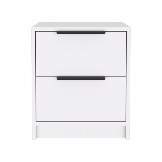 19" White Wood Two Drawer Nightstand-0