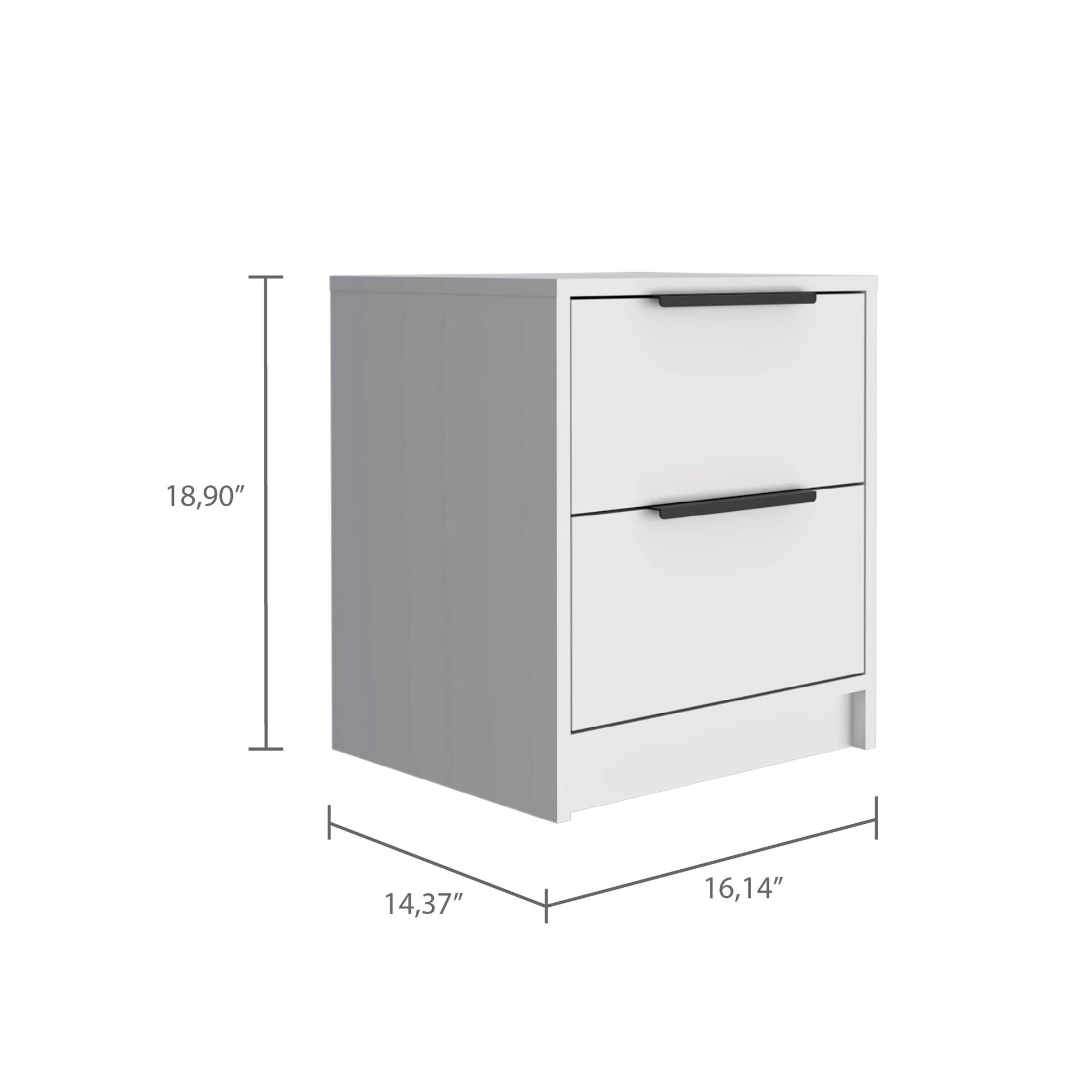 19" White Wood Two Drawer Nightstand-8