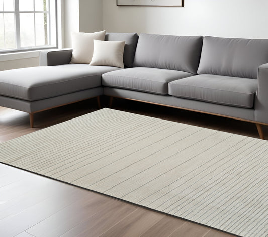 8' X 11' Cream and Beige Abstract Non Skid Area Rug-0