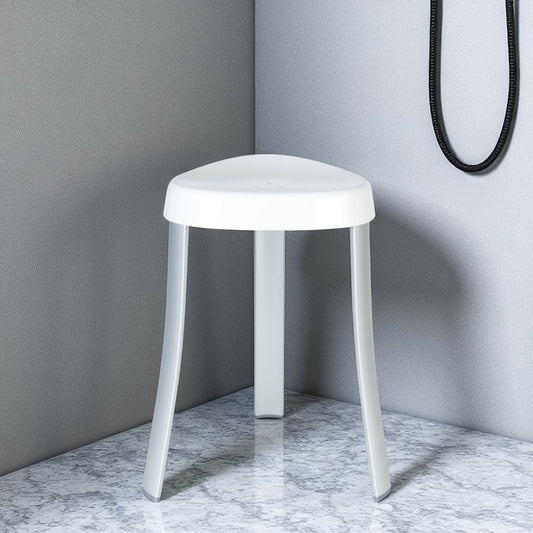 18"  White Aluminum And Heavy Duty Plastic Corner Shower Bench-0