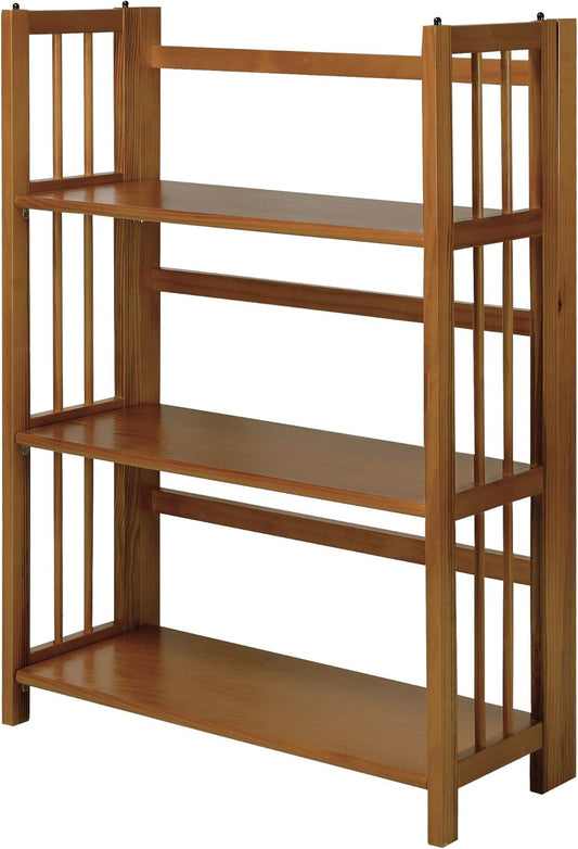 3-Shelf Stackable 27.5" Wide-Chestnut Fold Bookcase-0