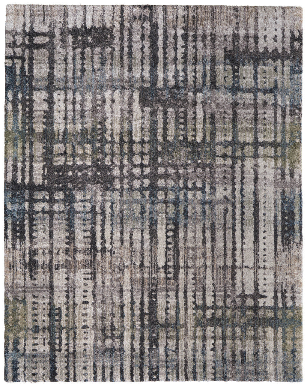 10' X 13' Gray Black And Ivory Abstract Distressed Area Rug-7