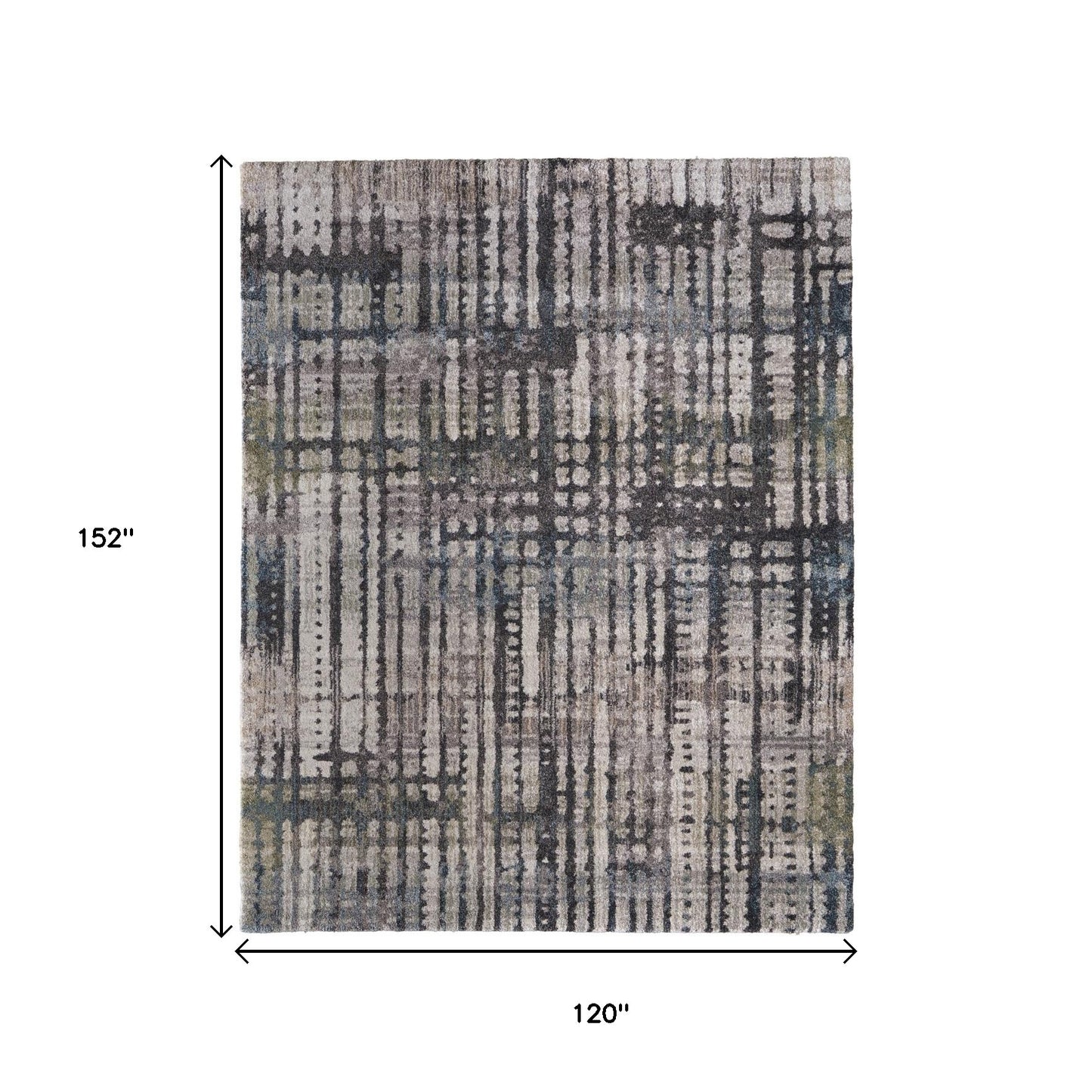 10' X 13' Gray Black And Ivory Abstract Distressed Area Rug-2