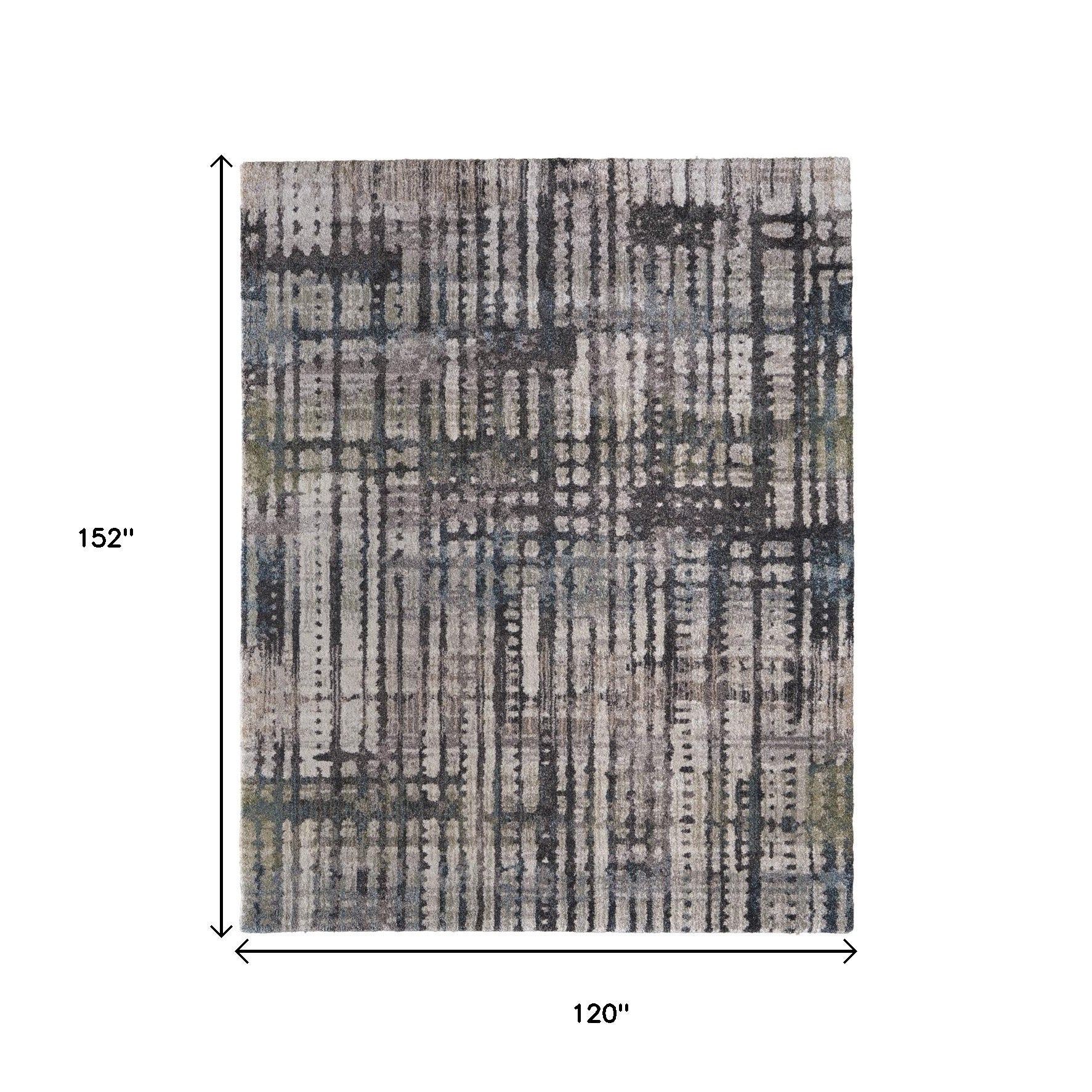 10' X 13' Gray Black And Ivory Abstract Distressed Area Rug-2