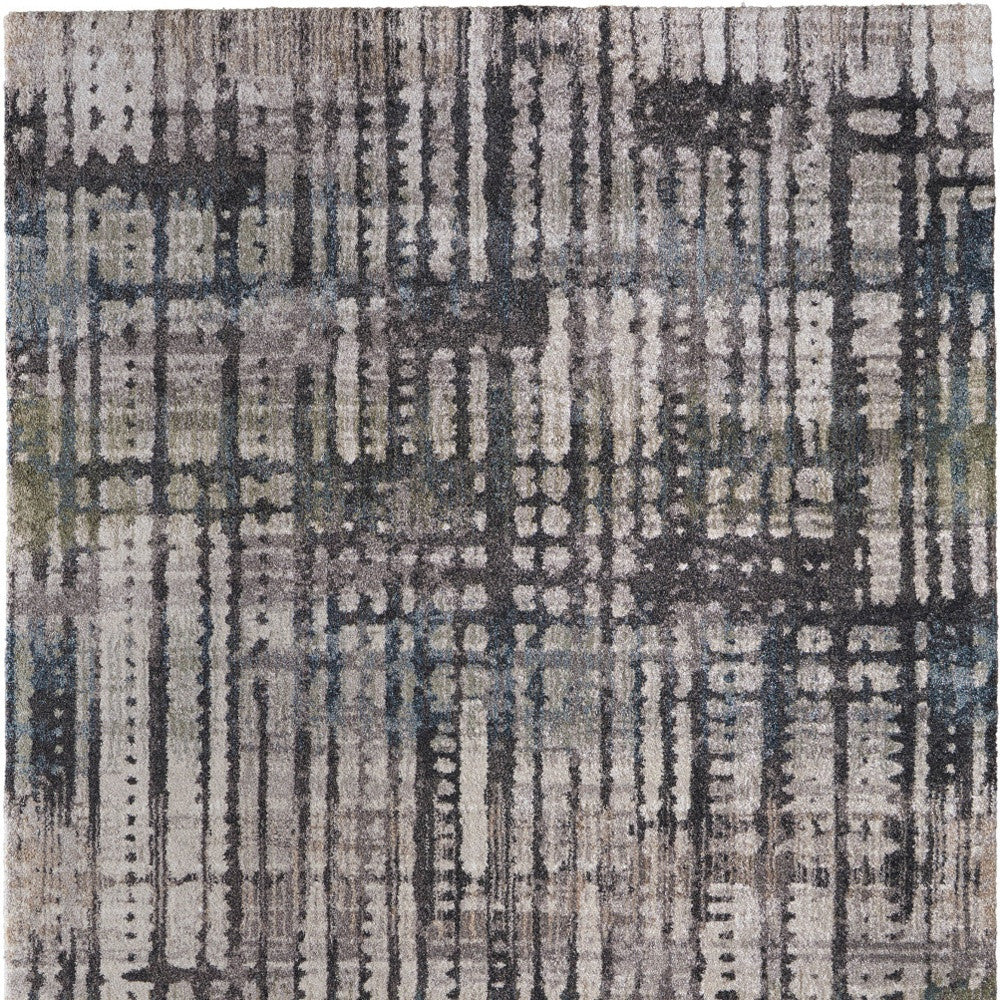 10' X 13' Gray Black And Ivory Abstract Distressed Area Rug-6