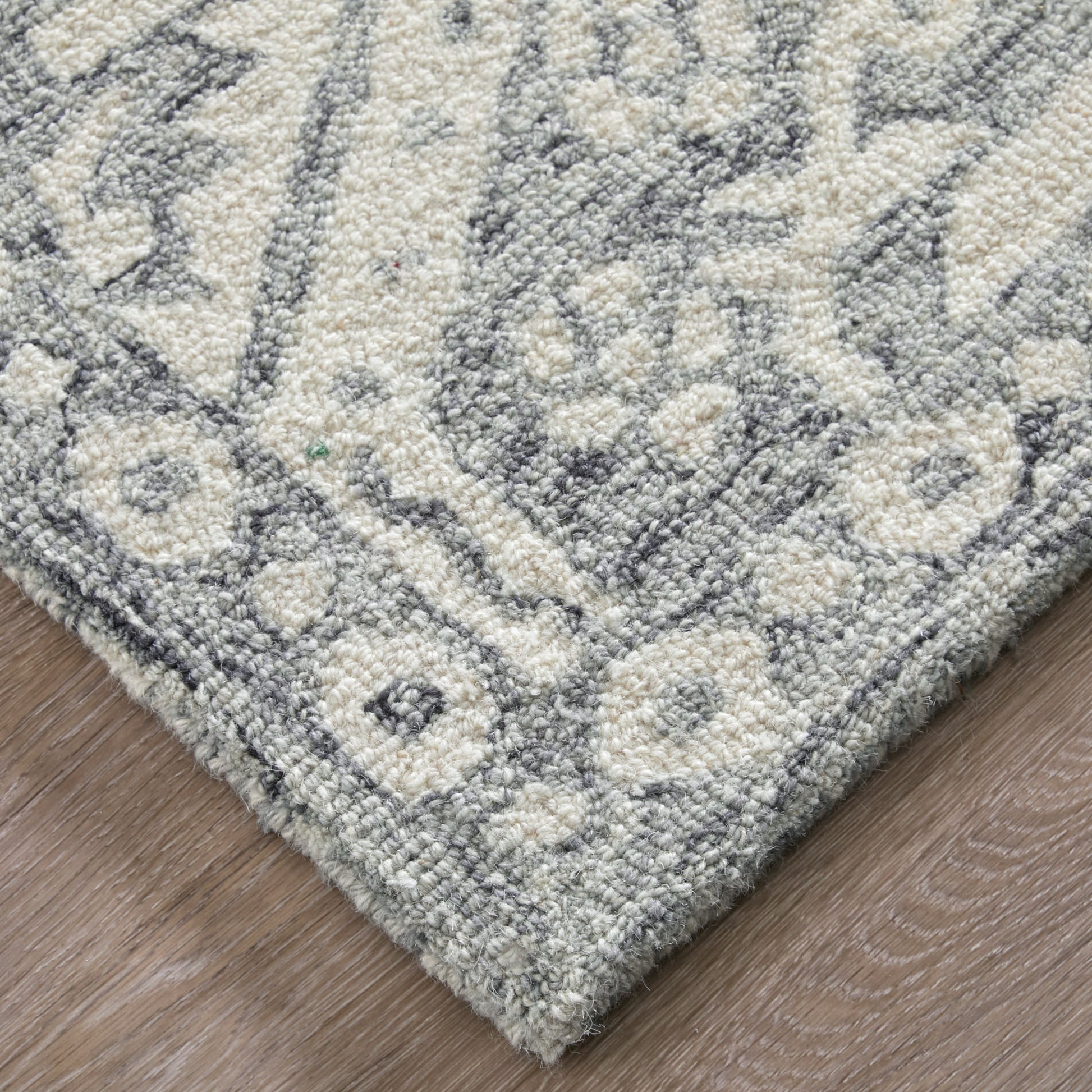 9' X 12' Gray And White Geometric Hand Tufted Area Rug-8