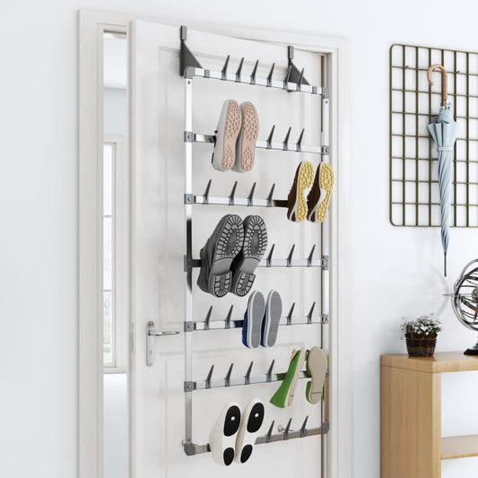 vidaXL Hanging Shoe Rack Silver 26"x5.1"x54.7"-0