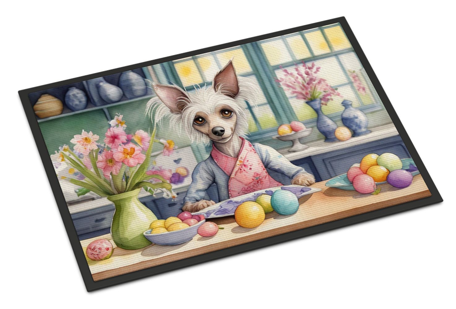 Decorating Easter Chinese Crested Doormat-0