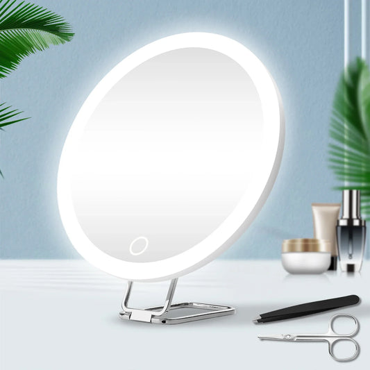 LED Vanity Mirror 6" Travel Size with 5x to 30x magnifying-0