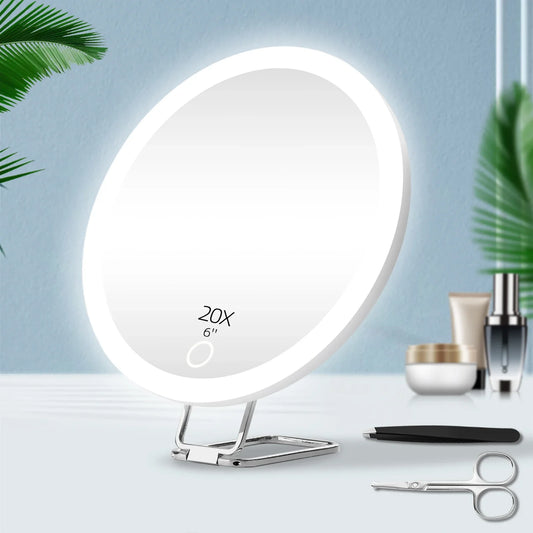 LED Vanity Mirror 6" Travel Size with 5x to 30x magnifying-10