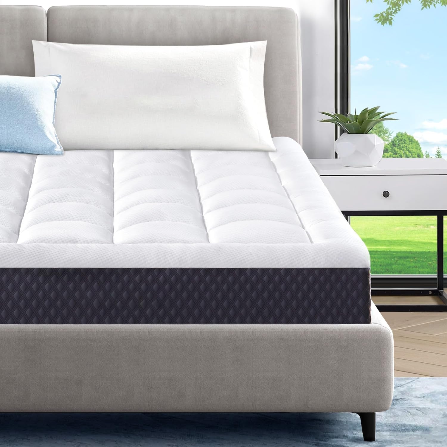 Cooling Gel Memory Foam Queen Mattress with Pillowtop-0